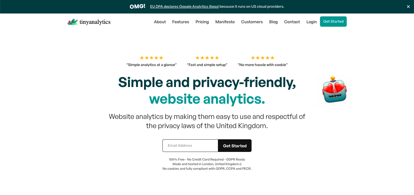 TinyAnalytics dashboard showing privacy-friendly traffic and product metrics
